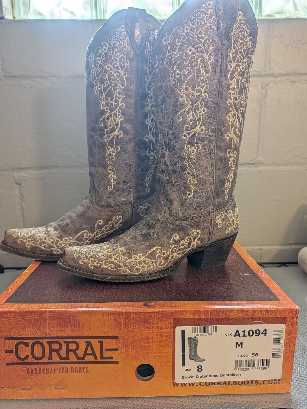 Corral Boots with Bone-Color Embroidery